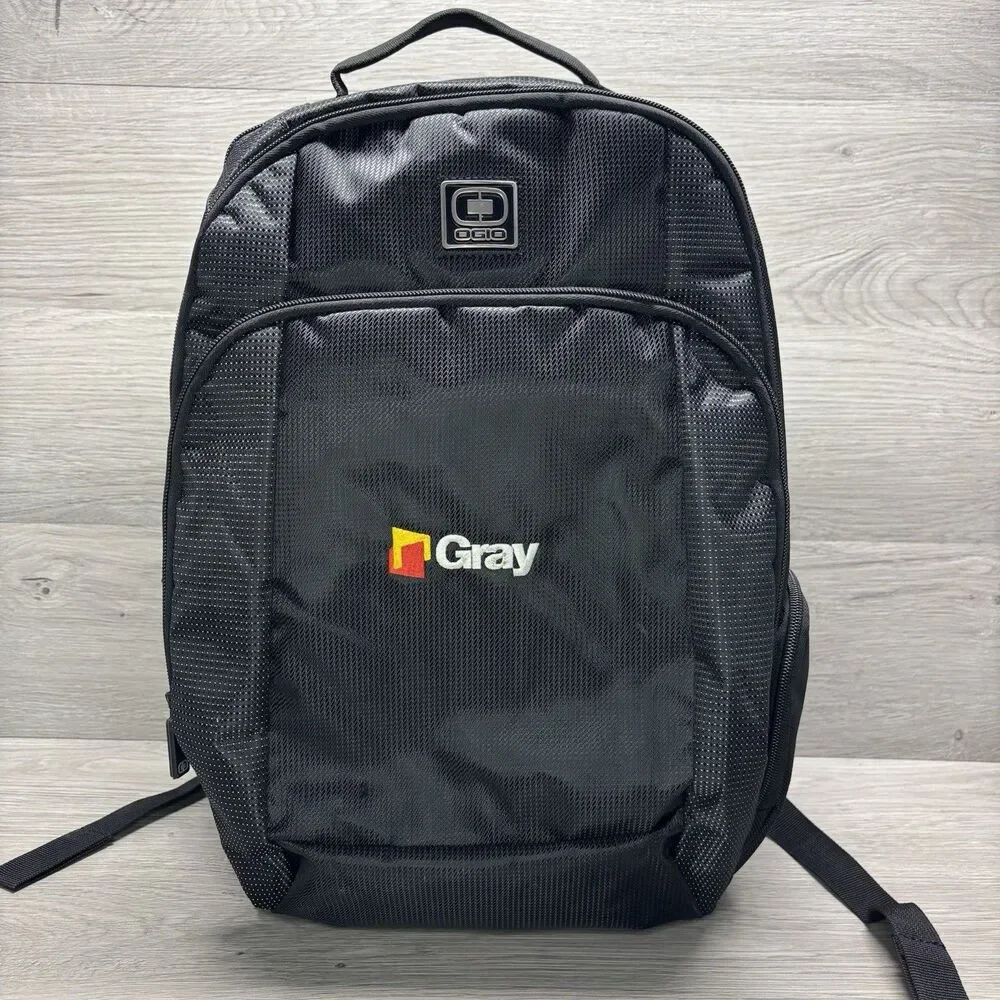 OGIO Black Branded Laptop Backpack Black Grey Padded School Travel Commuter Bag